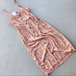 Pink Coral Floral Sleeveless Casual Midi Dress - Size Small